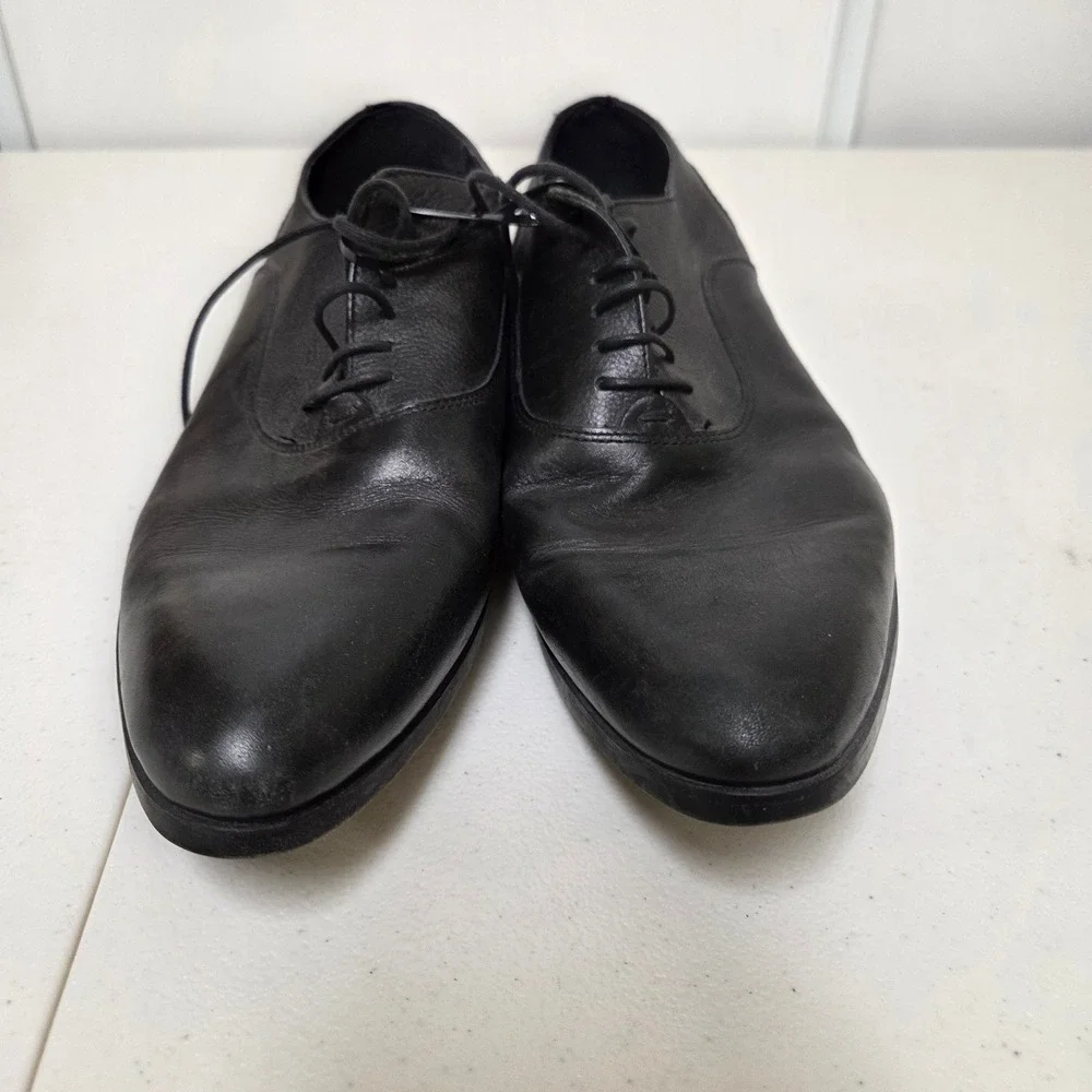 Zara Man Black Leather Pointed Oxford Dress Shoes EU 43 US 10 Formal Business